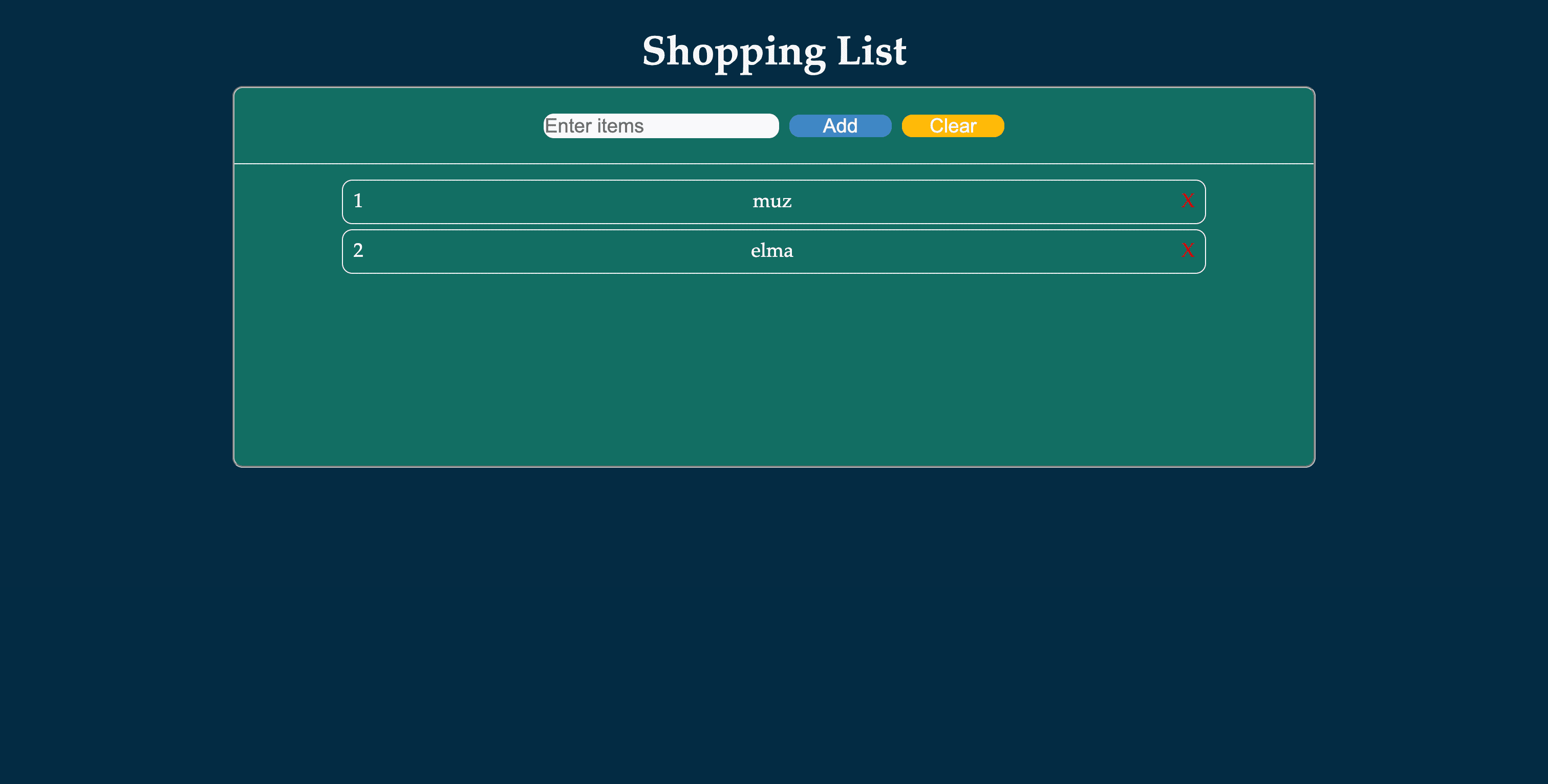 Shopping List